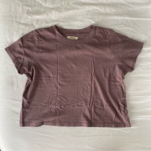 Madewell Softfade Cotton Lakeshore Purple Crop Tee, size xxs